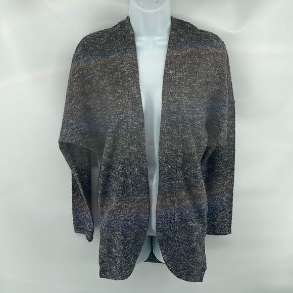 Z by Zella open front cardigan sweat shirt pockets marled black white grey gray - Picture 6 of 14